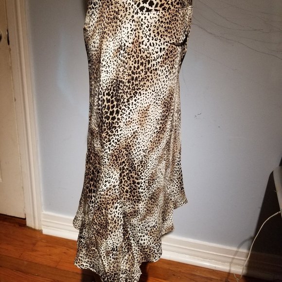 NEW animal print  silk Worthington hi-low skirt M - Picture 2 of 6